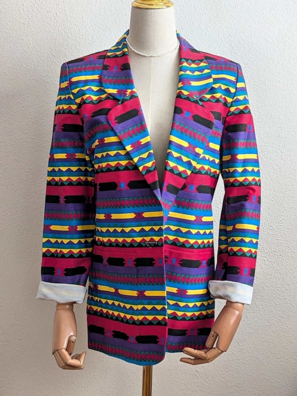 Vintage 90's Diamond L Western Wear Cotton Blazer Size Small